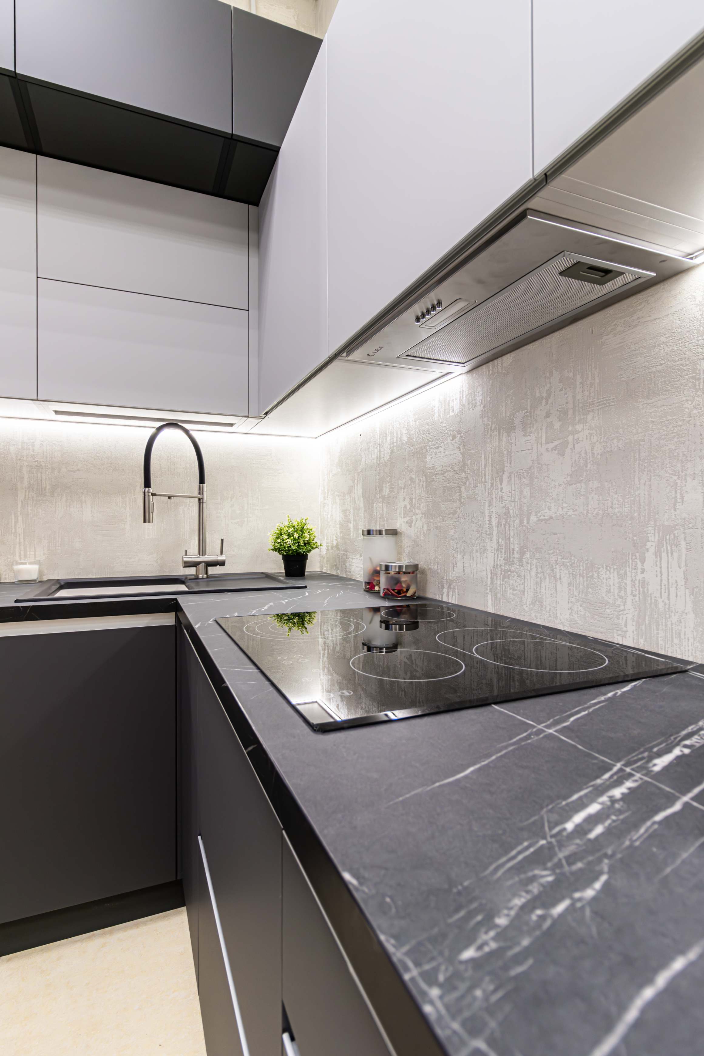 Кухня с витриной Грифель Пепельный