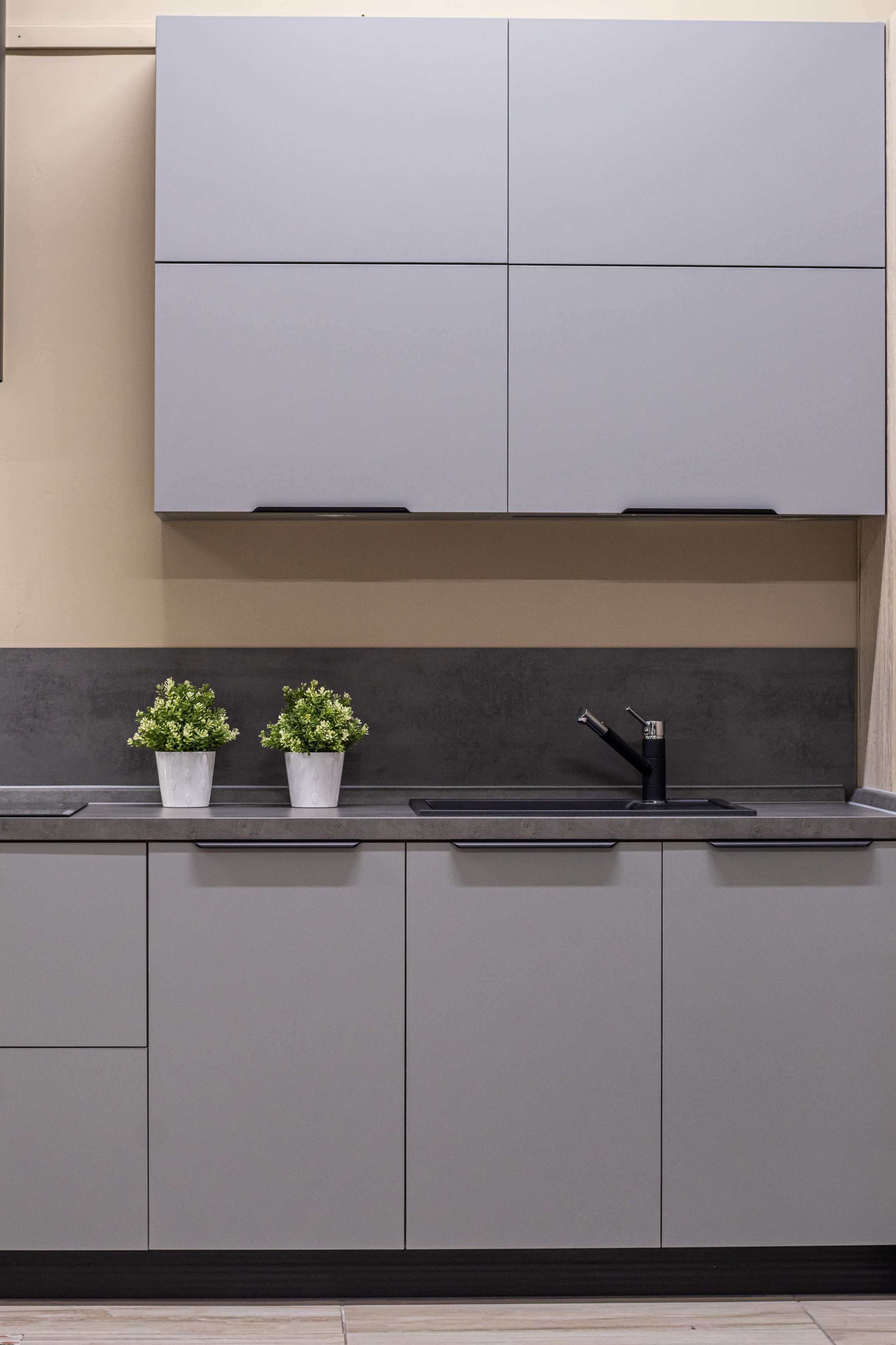 Кухня с островом Акрил Серый 