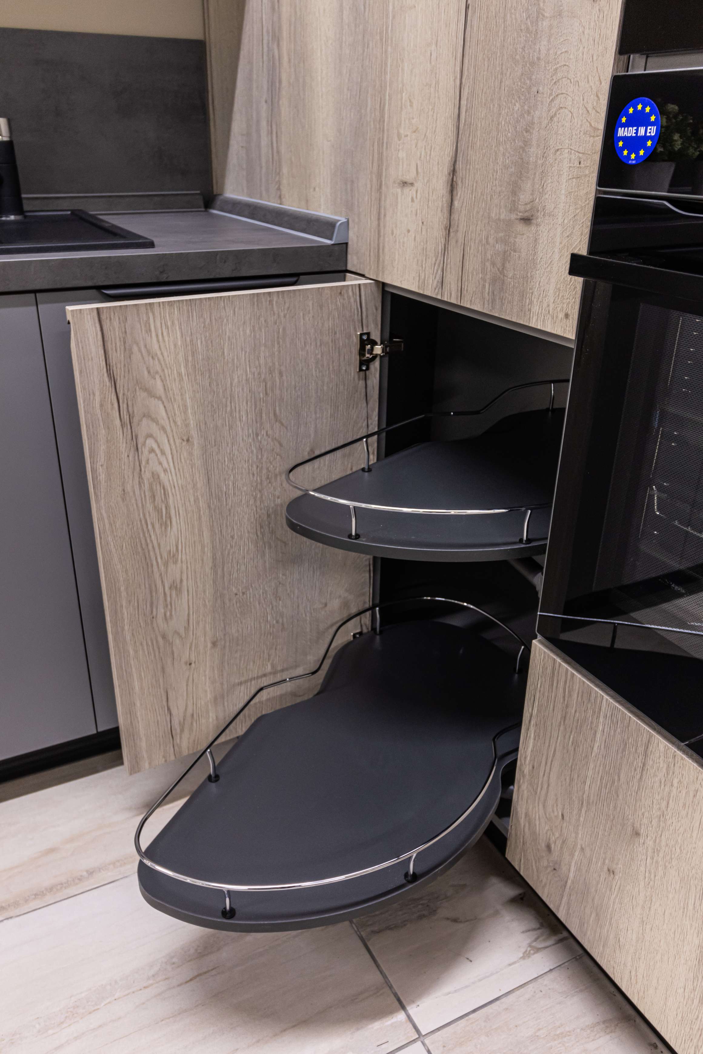 Кухня с островом Акрил Серый 